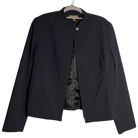 I.E. Women's Navy Jacket Blazer Y2K Classic Full Zip Pockets Vintage Lined sz 12 - Picture 1 of 7